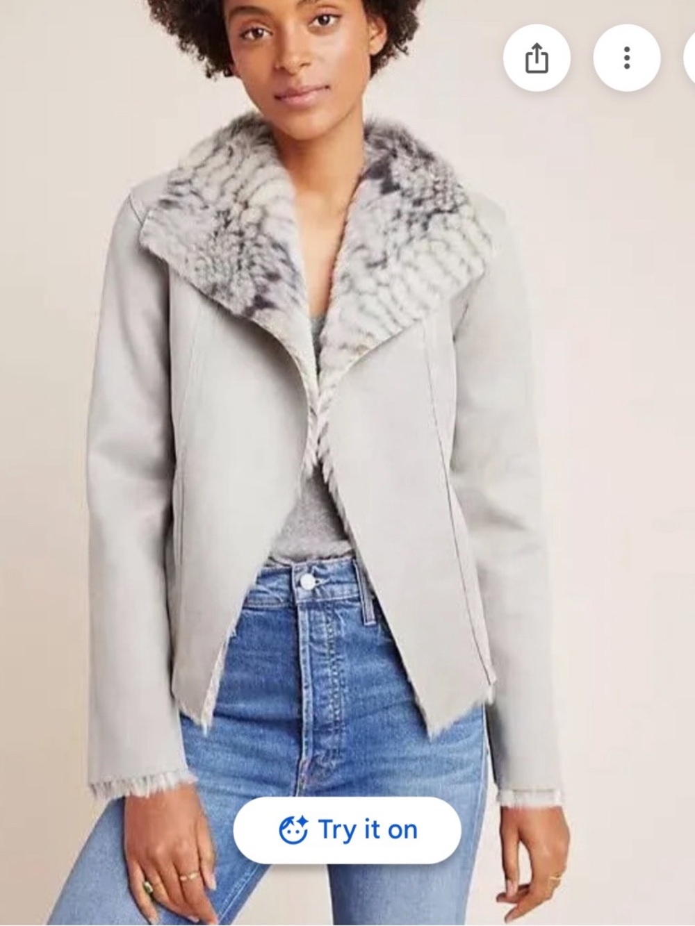 Anthropologie Faux Fur Suede Reversible Moto Jacket SP